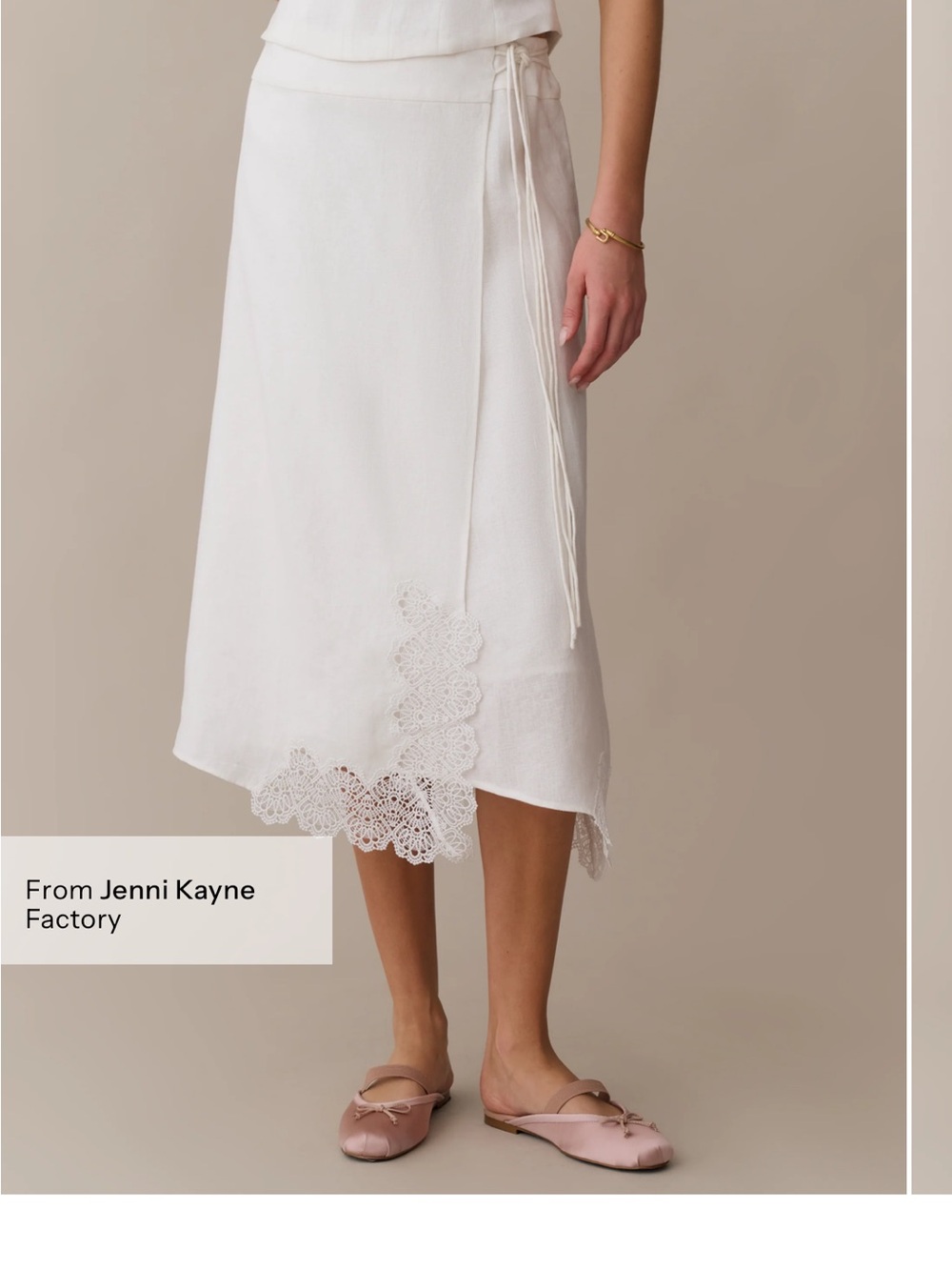 NWT kourt Trinity Linen Lace Detail Wrap Style  Few Moda Skirt Small